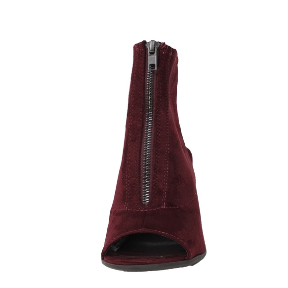 Vino Red Center Zipper Open Back Stacked Heel boot - Picture 5 of 6